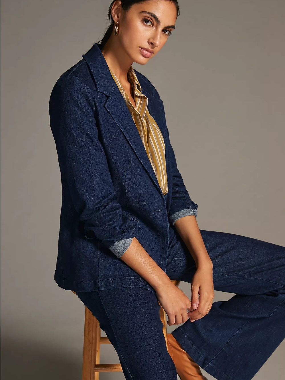 Anthropologie Maeve Dark Wash Denim Blazer – XS